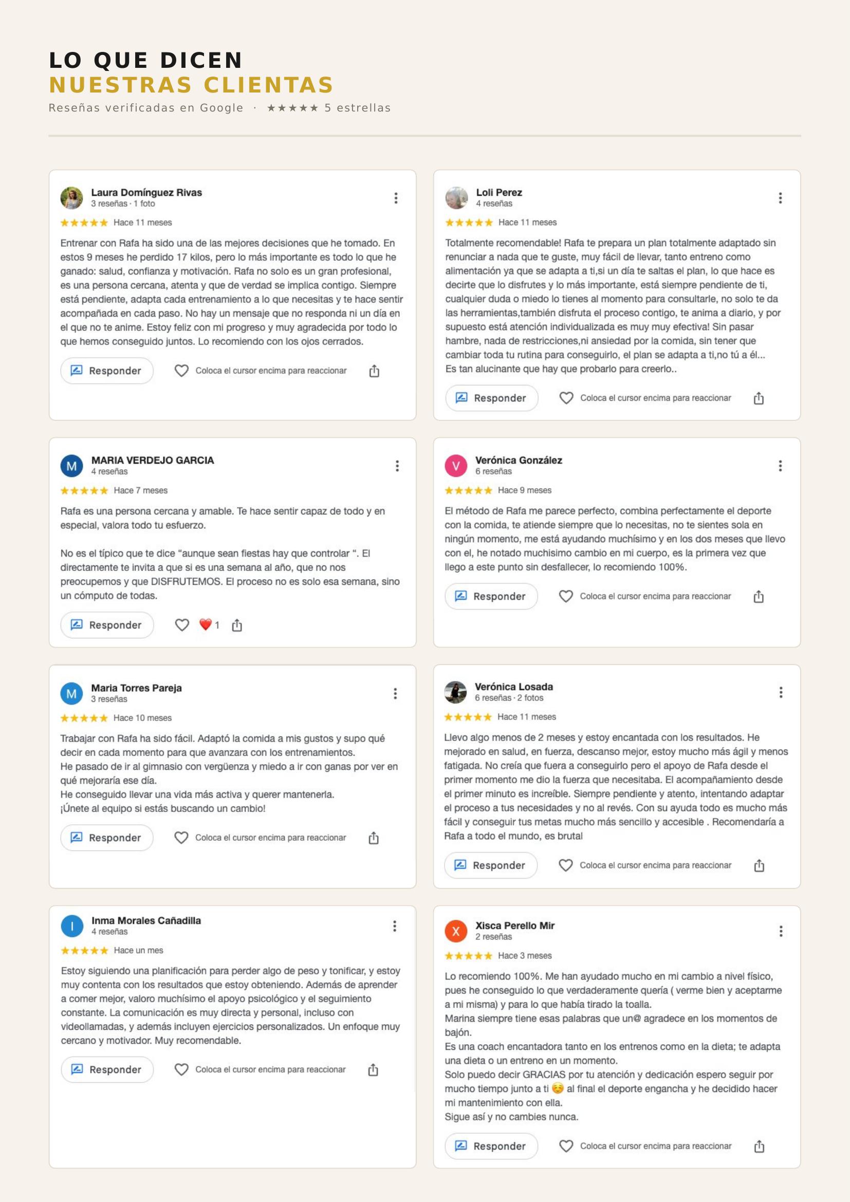 Reseñas verificadas en Google de clientas de Ironway Team